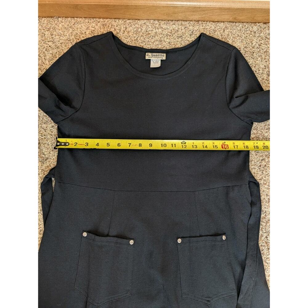 Vintage J. Suzette Black Cotton Maxi Dress Long Sleeve Pockets Lagenlook Size M - Picture 11 of 13